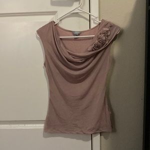 CLOSET CLEAR OUT SALE - H&M mauve draped blouse with flower detail size XS